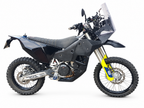 Serbatoi neri MST Rally montati su Husqvarna 701 Enduro, vista laterale: esempio di installazione